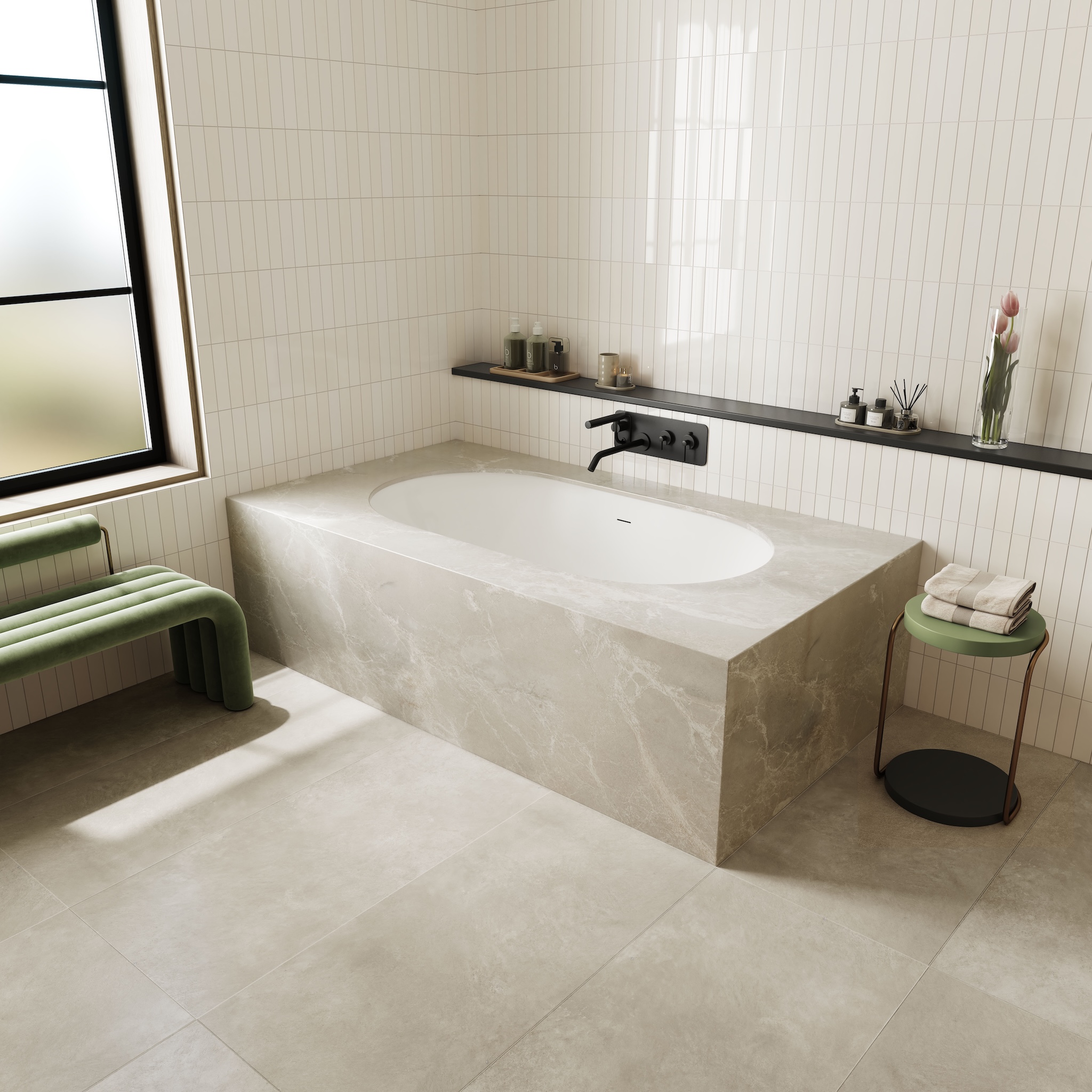 Bainultra Origami® Oval 7040 two persons large air jet bathtub for your modern bathroom